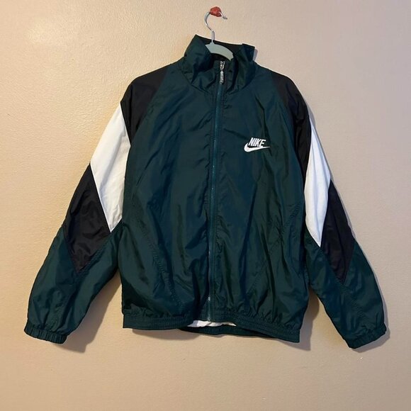 Retro Green Black Nike Windbreaker Jacket Workout Gear - Picture 1 of 8